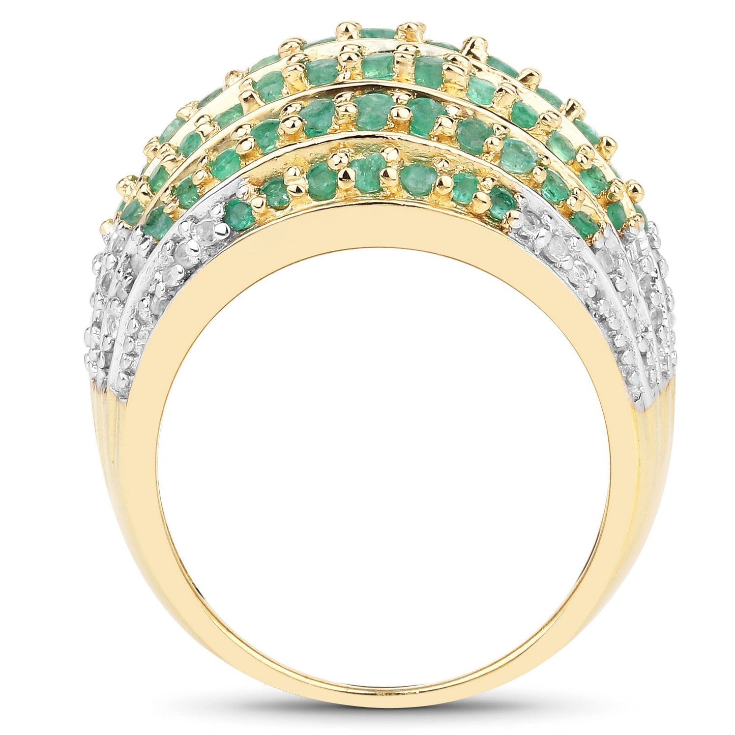 2.16 Carat Genuine Zambian Emerald and White Topaz .925 Sterling Silver Ring Bids.com