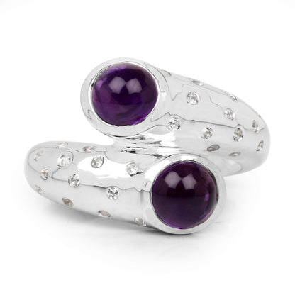 2.31 Carat Genuine Amethyst and White Topaz .925 Sterling Silver Ring Bids.com