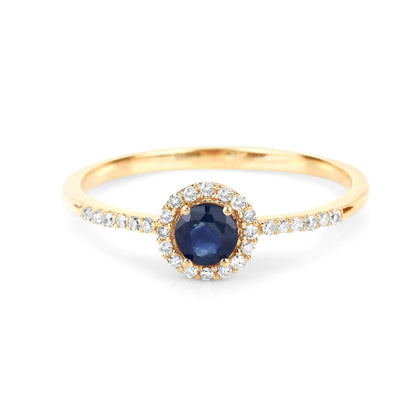 0.38 Carat Genuine Blue Sapphire and White Diamond 14K Yellow Gold Ring Bids.com