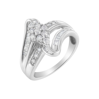 10K White Gold 1/2 cttw Diamond Cluster Ring (H-I Clarity, I2-I3 Color) - Size 6 Bids.com