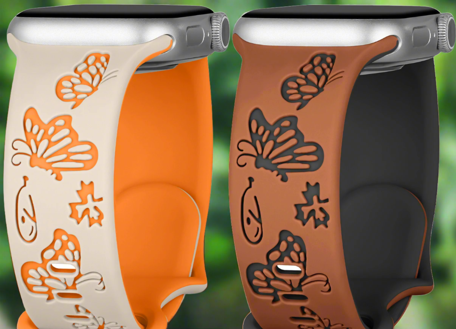 Butterfly Engraved Silicone Strap For Apple Watch - Wristwatchstraps.co