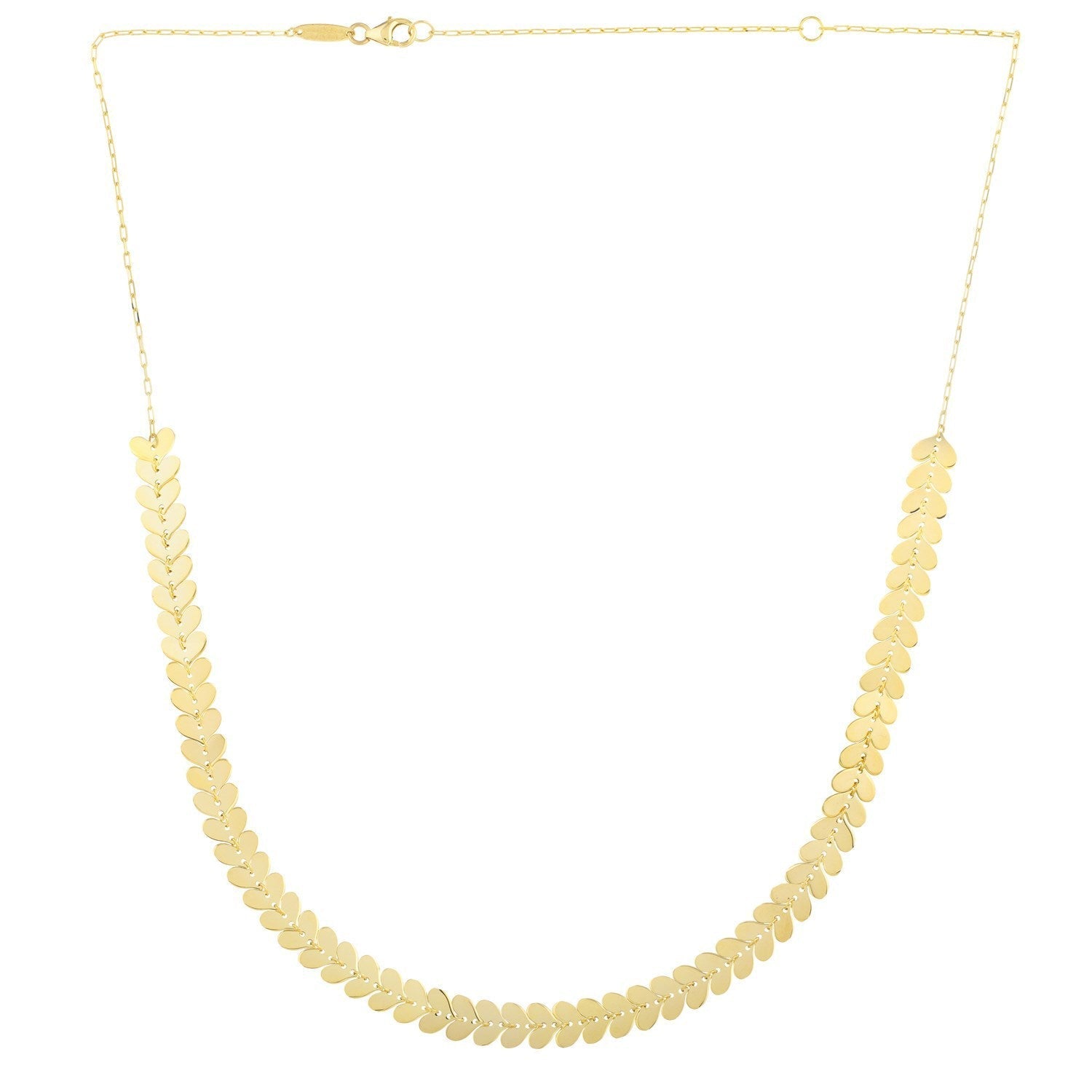 14k Yellow Gold Polished Heart Link Chain Necklace Bids.com