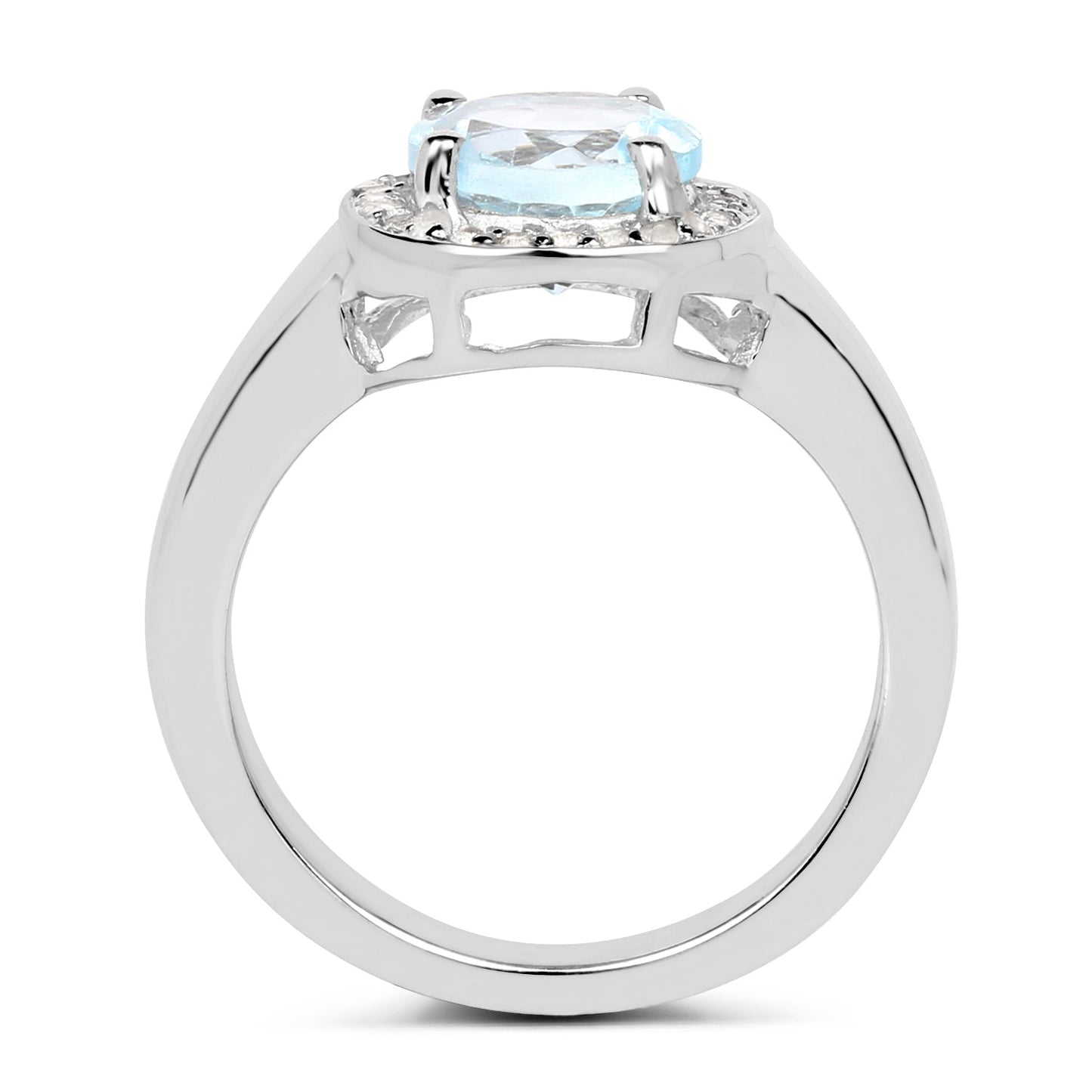 2.37 Carat Genuine Blue Topaz and White Topaz .925 Sterling Silver Ring Bids.com