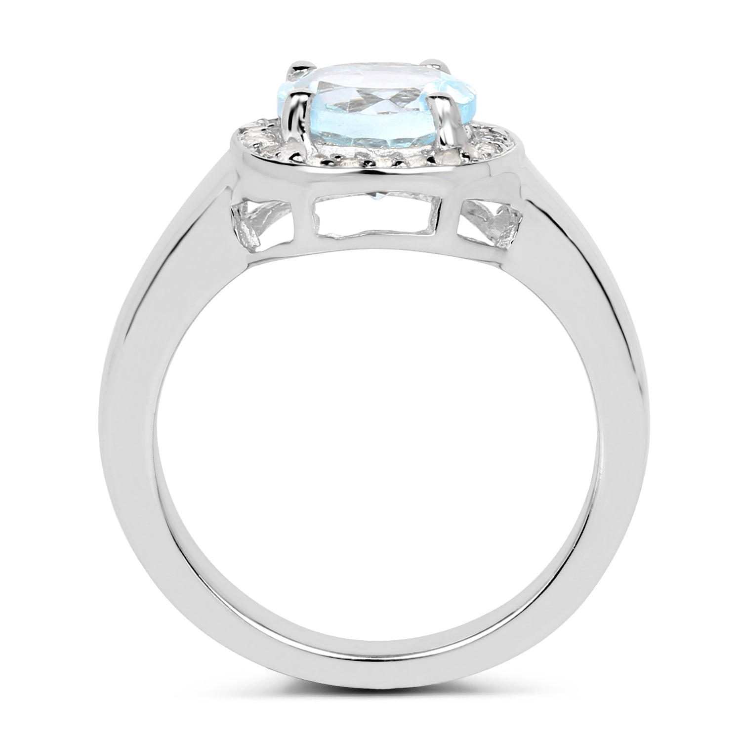 2.37 Carat Genuine Blue Topaz and White Topaz .925 Sterling Silver Ring Bids.com