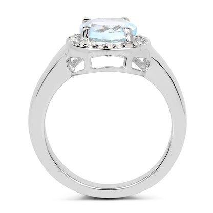 2.37 Carat Genuine Blue Topaz and White Topaz .925 Sterling Silver Ring Bids.com