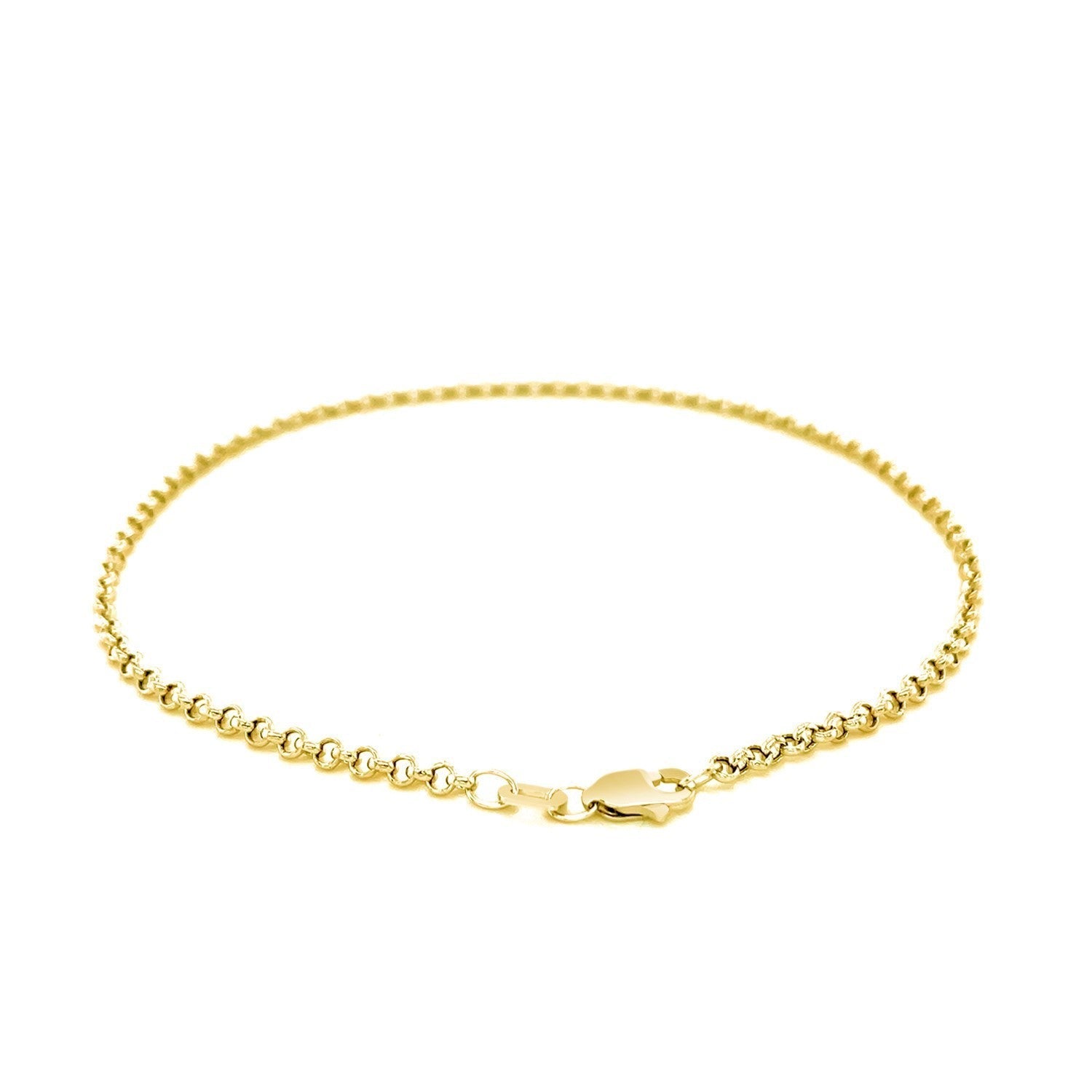 2.3mm 10k Yellow Gold Rolo Anklet Bids.com