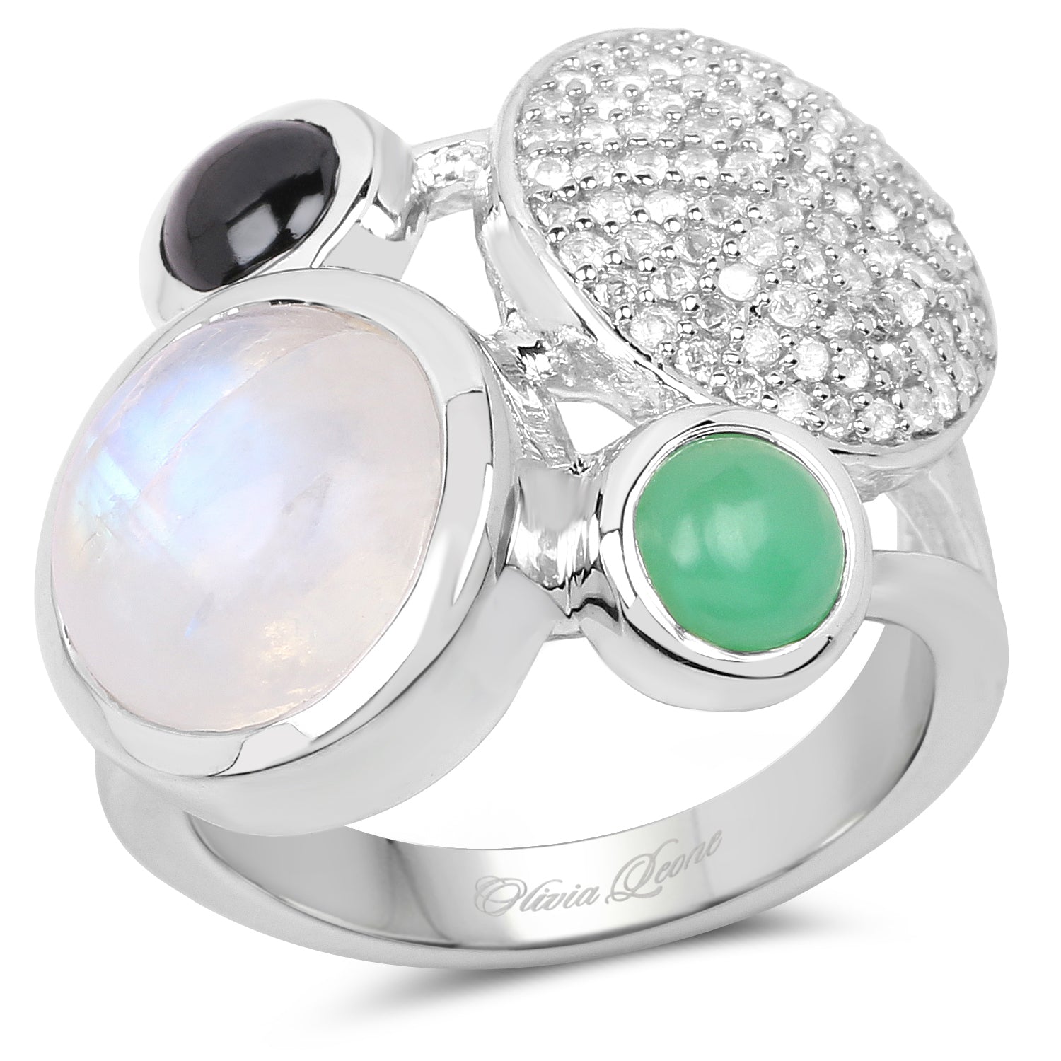5.90 Carat Genuine Multi Stone .925 Sterling Silver Ring Bids.com
