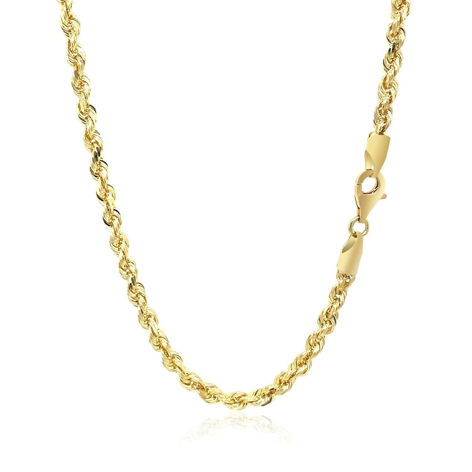 3.5mm 10k Yellow Gold Solid Diamond Cut Rope Chain Bids.com