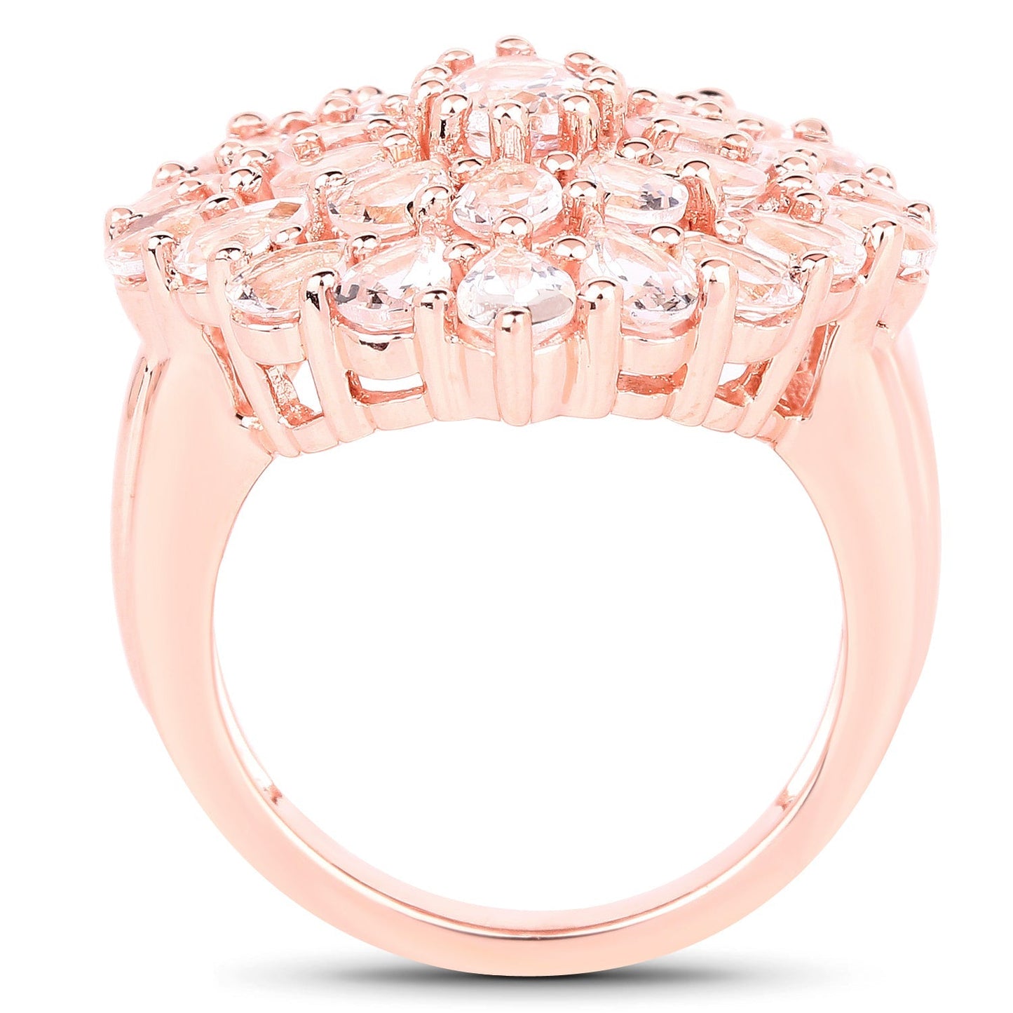 18K Rose Gold Plated 4.55 Carat Genuine Morganite .925 Sterling Silver Ring Bids.com