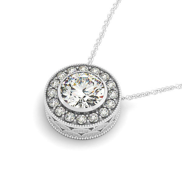 Diamond Halo with Center Bezel in 14k White Gold (5/8 cttw) Bids.com