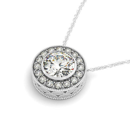 Diamond Halo with Center Bezel in 14k White Gold (5/8 cttw) Bids.com