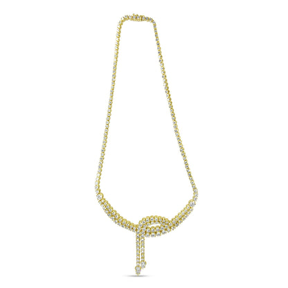 14k Yellow Gold 17.0 Cttw Diamond Double Row Lariat 18" Inch Tennis Necklace with Pear Shape Diamond Drop Tips (I-J Color, VS2-SI1 Clarity) Bids.com