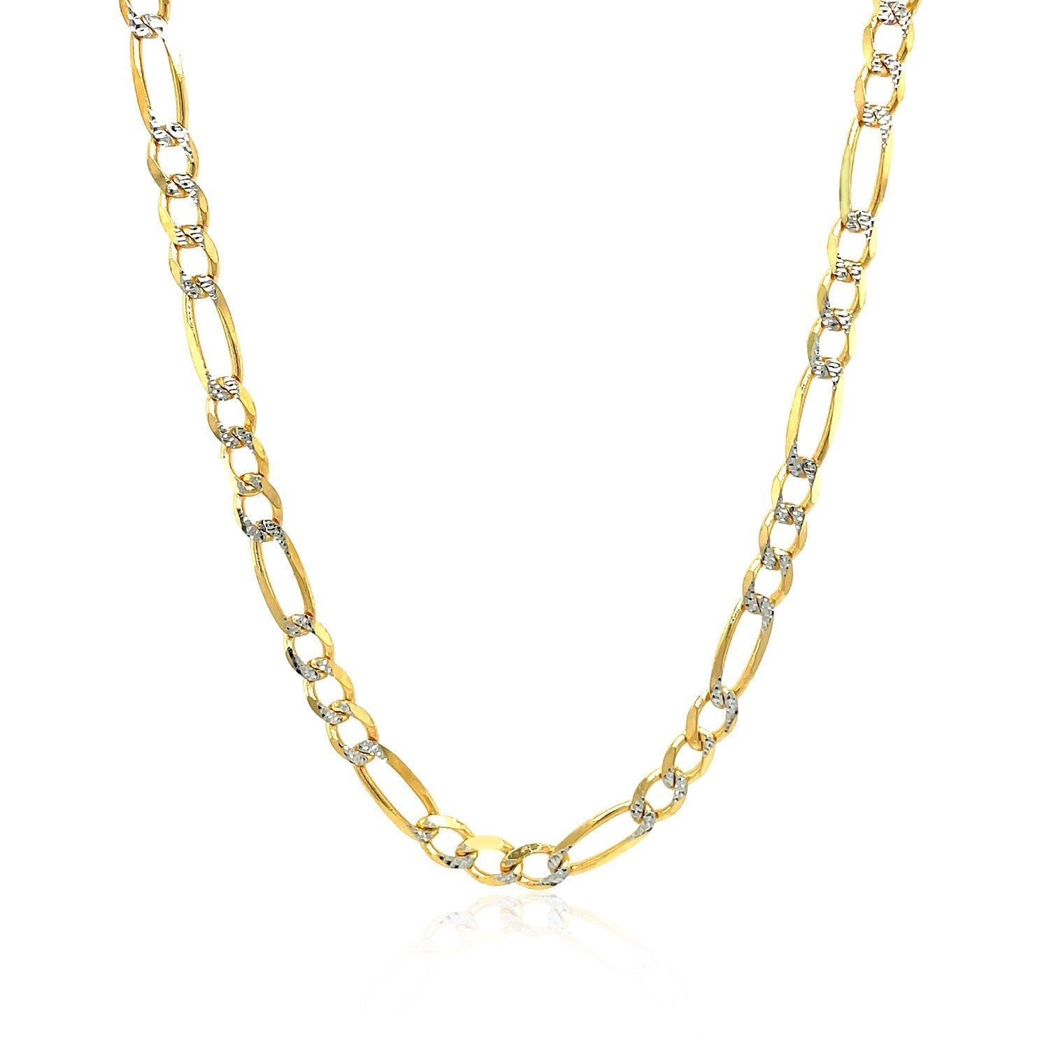 4.0mm 14K Yellow Gold Solid Pave Figaro Chain Bids.com