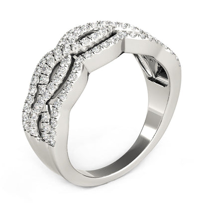 Diamond Studded Ring with Four Curves in 14k White Gold (5/8 cttw) Bids.com