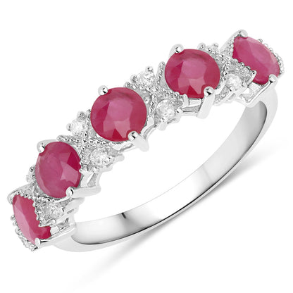 1.61 Carat Genuine Ruby and White Diamond 14K White Gold Ring Bids.com
