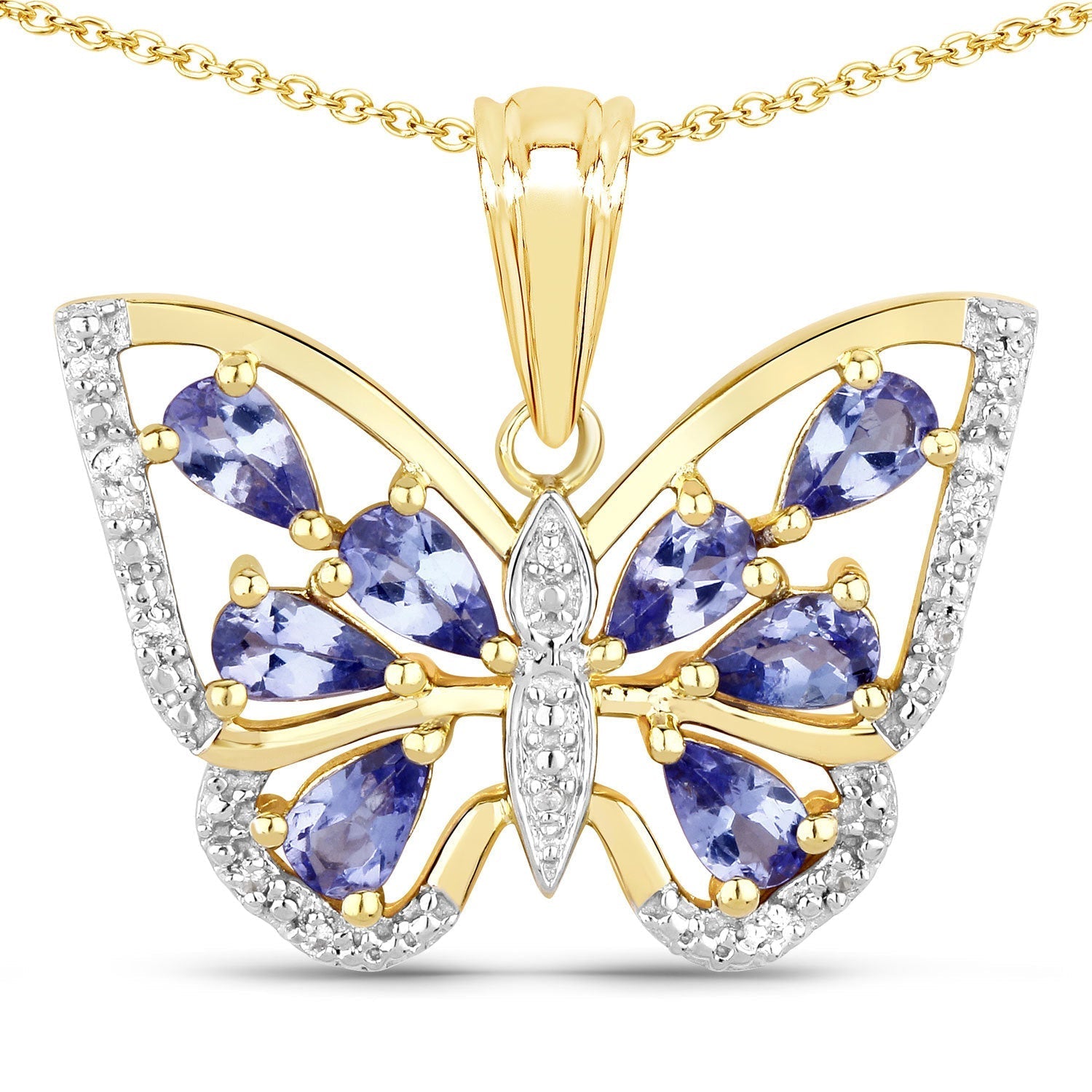 1.75 Carat Genuine Tanzanite and White Zircon .925 Sterling Silver Pendant Bids.com