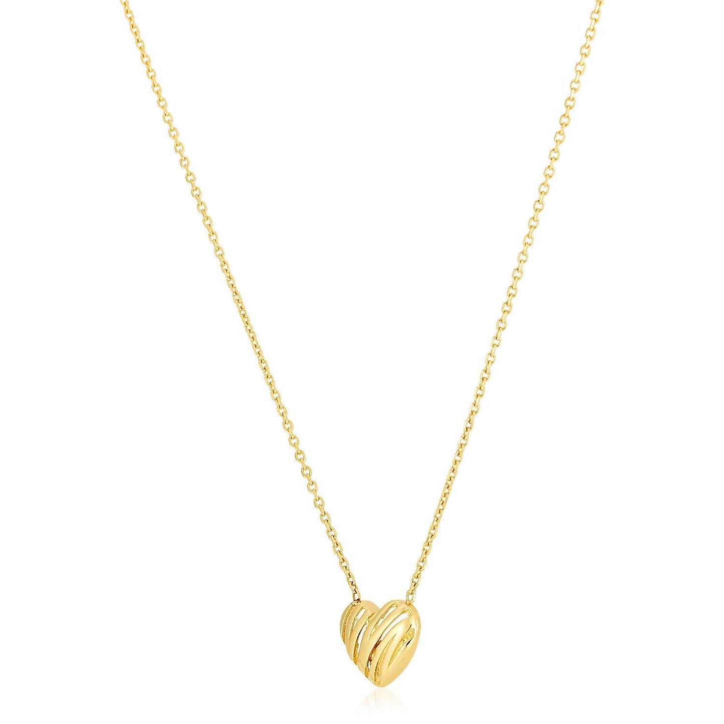 14k Yellow Gold High Polish Scribbles Heart Necklace Bids.com