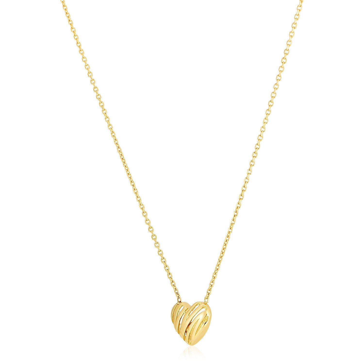 14k Yellow Gold High Polish Scribbles Heart Necklace Bids.com