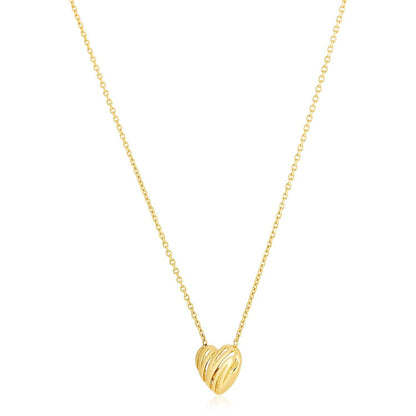 14k Yellow Gold High Polish Scribbles Heart Necklace Bids.com