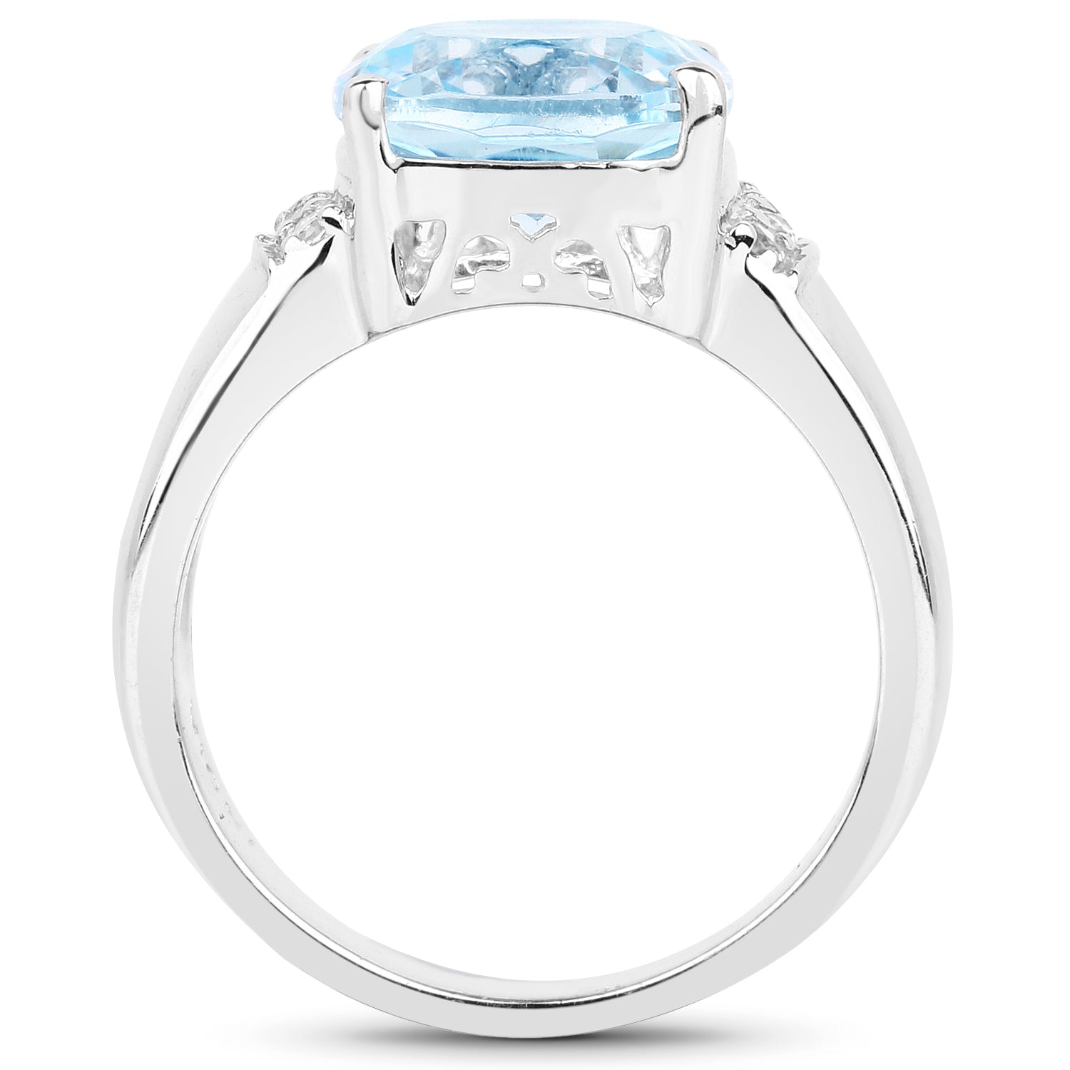 4.58 Carat Genuine Blue Topaz and White Topaz .925 Sterling Silver Ring Bids.com