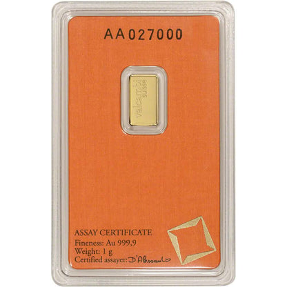 1 Gram Gold Bar - Valcambi Suisse - 999.9 Fine in Sealed Assay DailySale