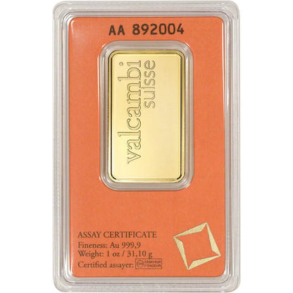 1 oz. Gold Bar Valcambi Suisse 999.9 Fine in Assay DailySale