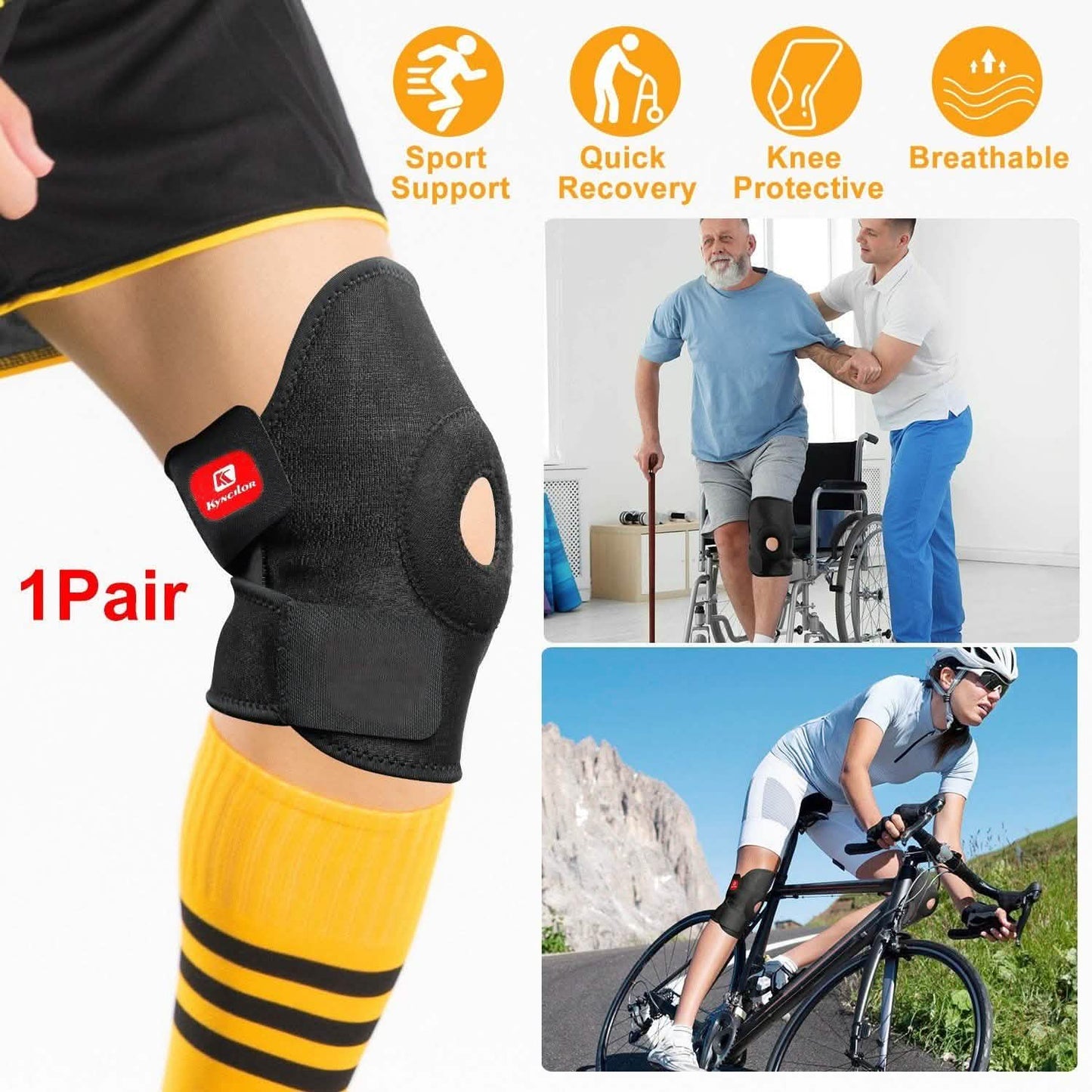 1-Pair: Adjustable Knee Support Compression DailySale