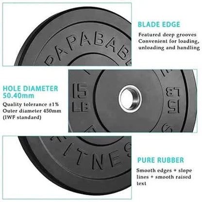 1-Pair: Bumper Plates 2-Inch Bumpers Olympic Weight Plate DailySale