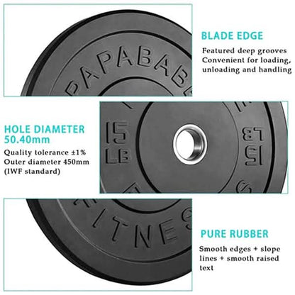 1-Pair: Bumper Plates 2-Inch Bumpers Olympic Weight Plate DailySale