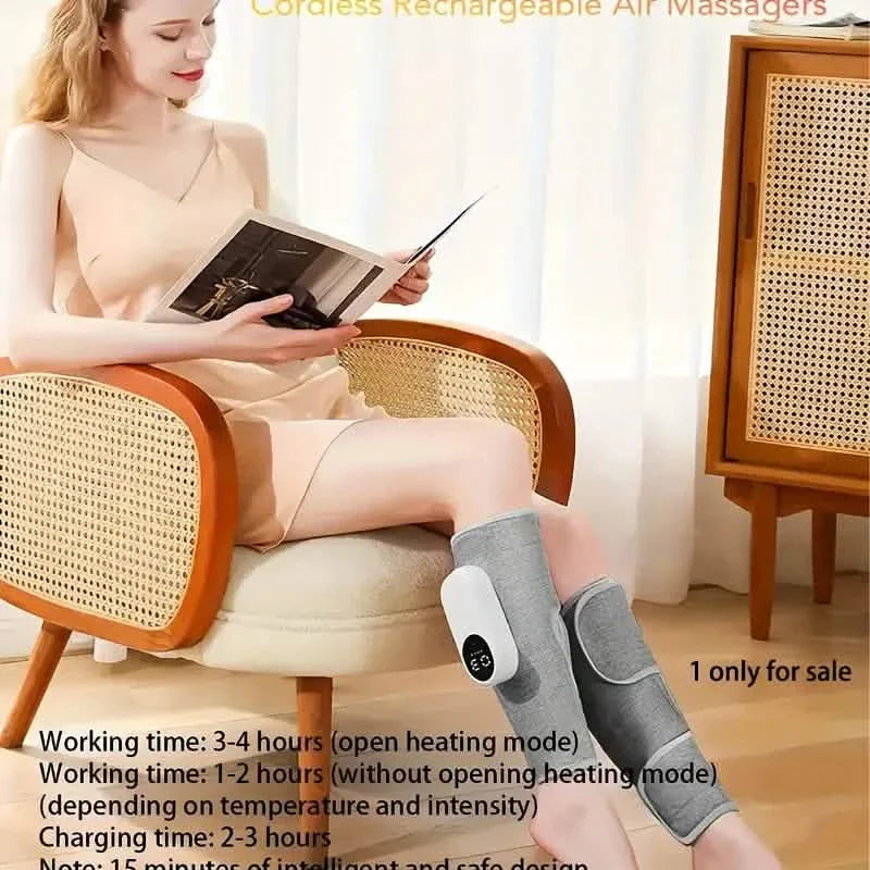 Rechargeable Air Compression Leg Calves Muscle Massager with 3 Intensity Levels and 3 Heat Settings DailySale