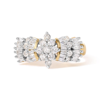 10K Yellow Gold 1.00 Cttw Diamond Starburst Ring Band (H-I Color, I1-I2 Clarity) - Ring Size 7 Bids.com