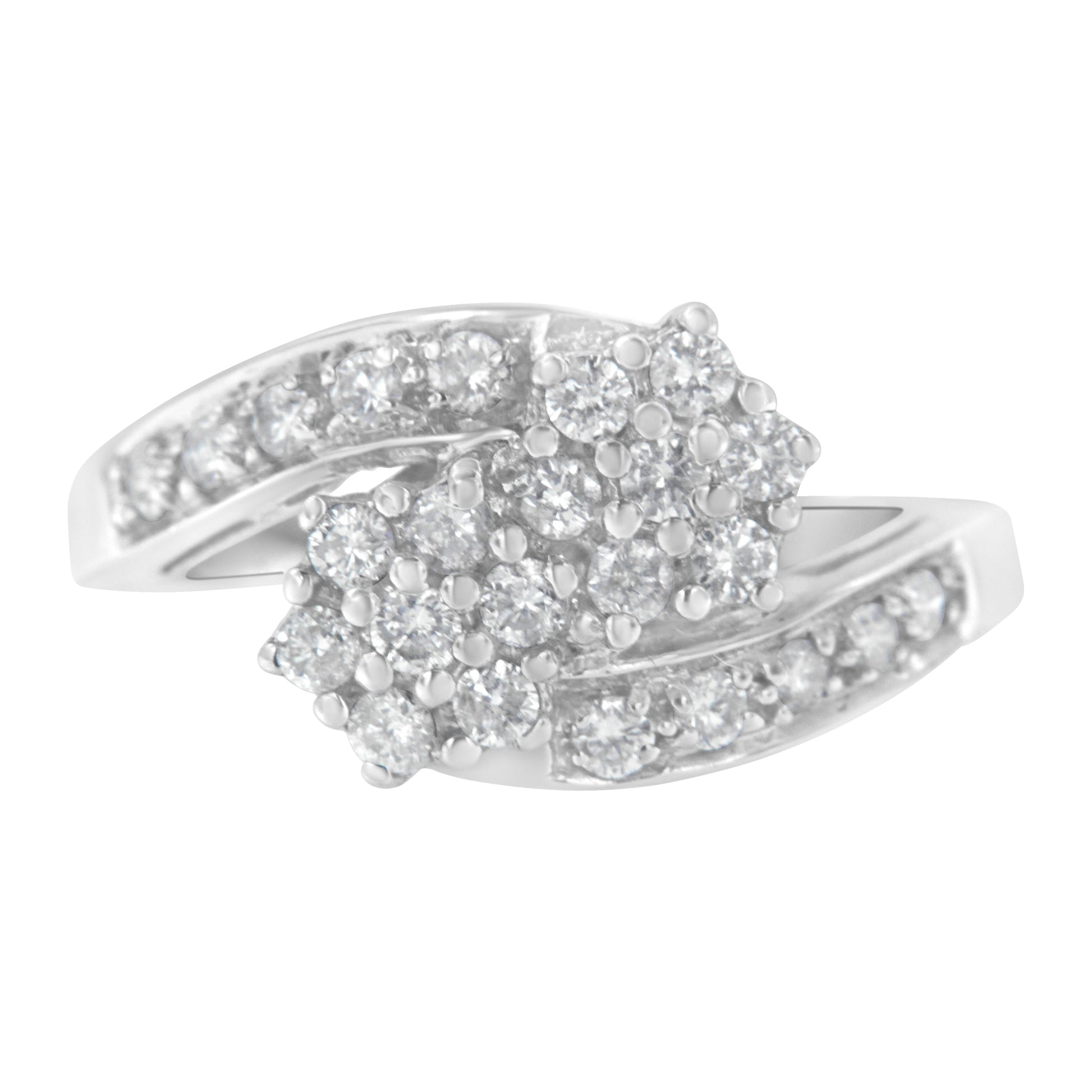 14KT White Gold Diamond Cluster Ring Band (7/8 cttw, H-I Color, I1-I2 Clarity) Bids.com
