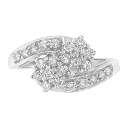 14KT White Gold Diamond Cluster Ring Band (7/8 cttw, H-I Color, I1-I2 Clarity) Bids.com