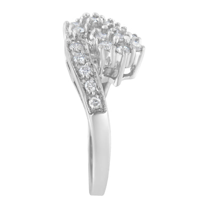 14KT White Gold Diamond Cluster Ring Band (7/8 cttw, H-I Color, I1-I2 Clarity) Bids.com