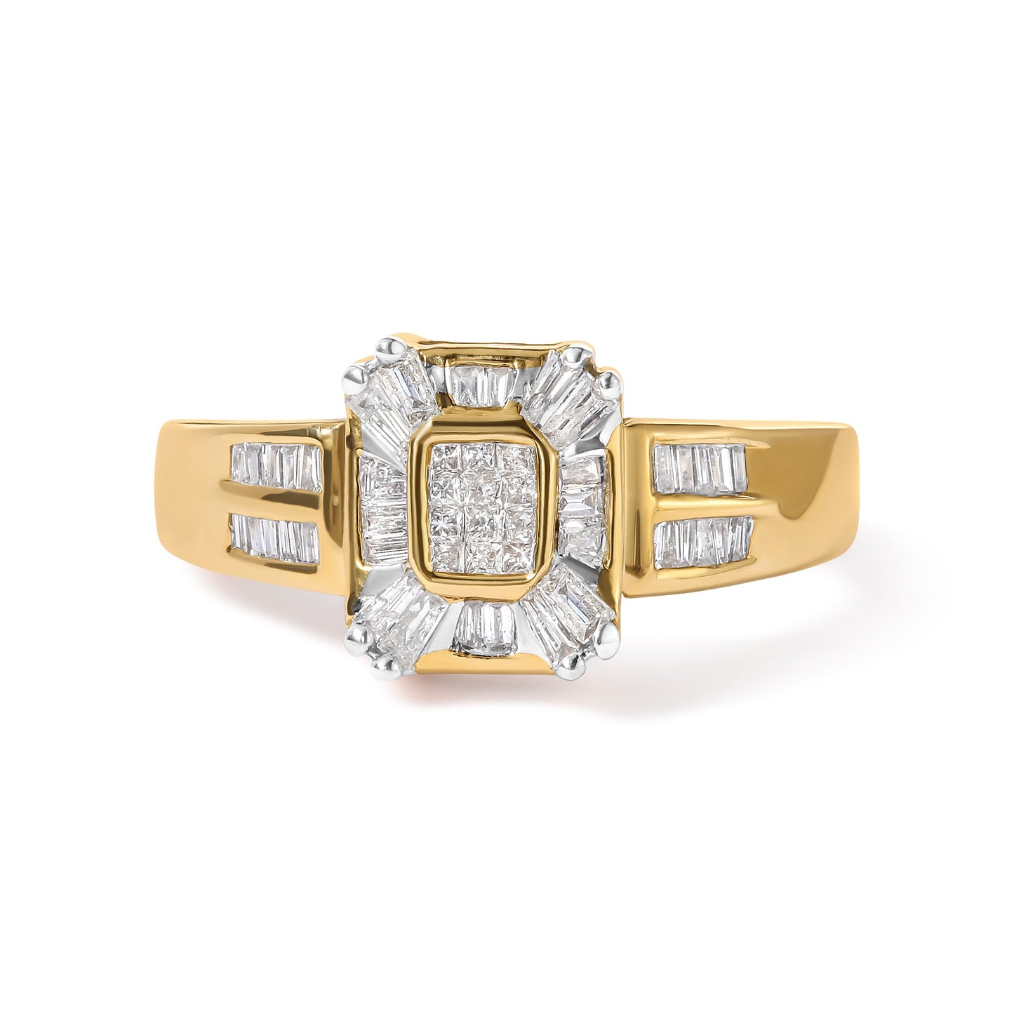 10K Yellow Gold 1/2 Cttw Diamond Composite and Halo Ring (H-I Color, SI1-SI2 Clarity) - Ring Size 7 Bids.com