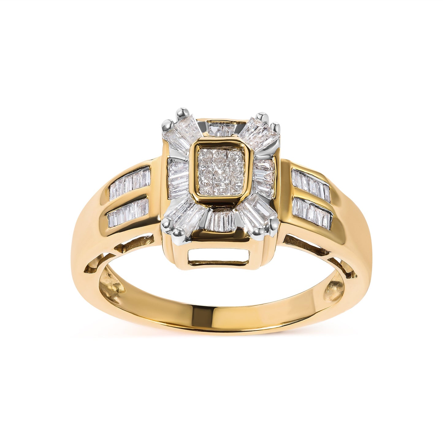 10K Yellow Gold 1/2 Cttw Diamond Composite and Halo Ring (H-I Color, SI1-SI2 Clarity) - Ring Size 7 Bids.com