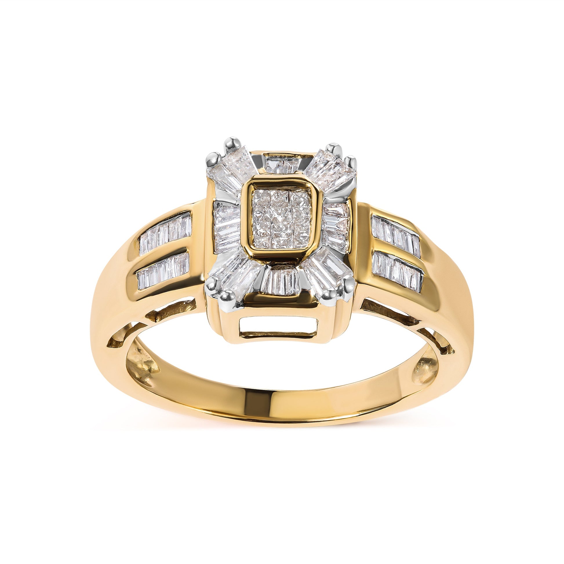 10K Yellow Gold 1/2 Cttw Diamond Composite and Halo Ring (H-I Color, SI1-SI2 Clarity) - Ring Size 7 Bids.com