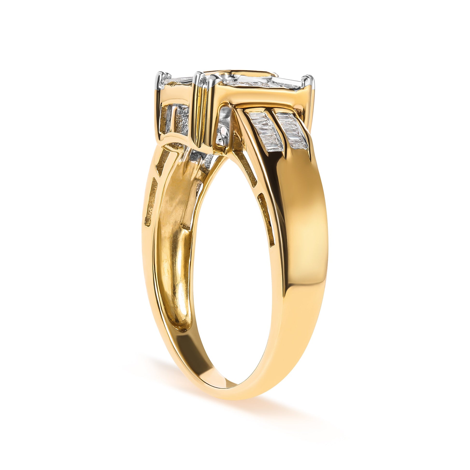 10K Yellow Gold 1/2 Cttw Diamond Composite and Halo Ring (H-I Color, SI1-SI2 Clarity) - Ring Size 7 Bids.com
