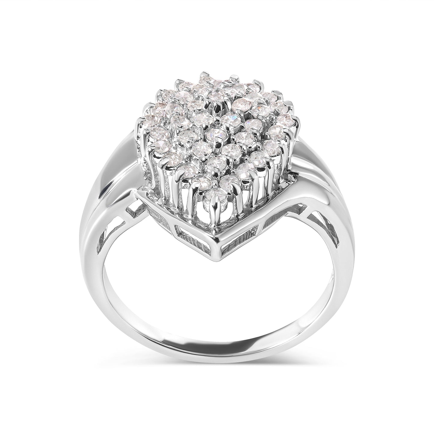 10K White Gold 1/2 Cttw Diamond Pear Shaped Cluster Ring (H-I Color, I1-I2 Clarity) - Ring Size 7 Bids.com