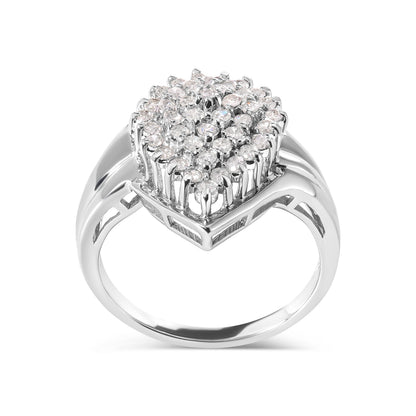 10K White Gold 1/2 Cttw Diamond Pear Shaped Cluster Ring (H-I Color, I1-I2 Clarity) - Ring Size 7 Bids.com