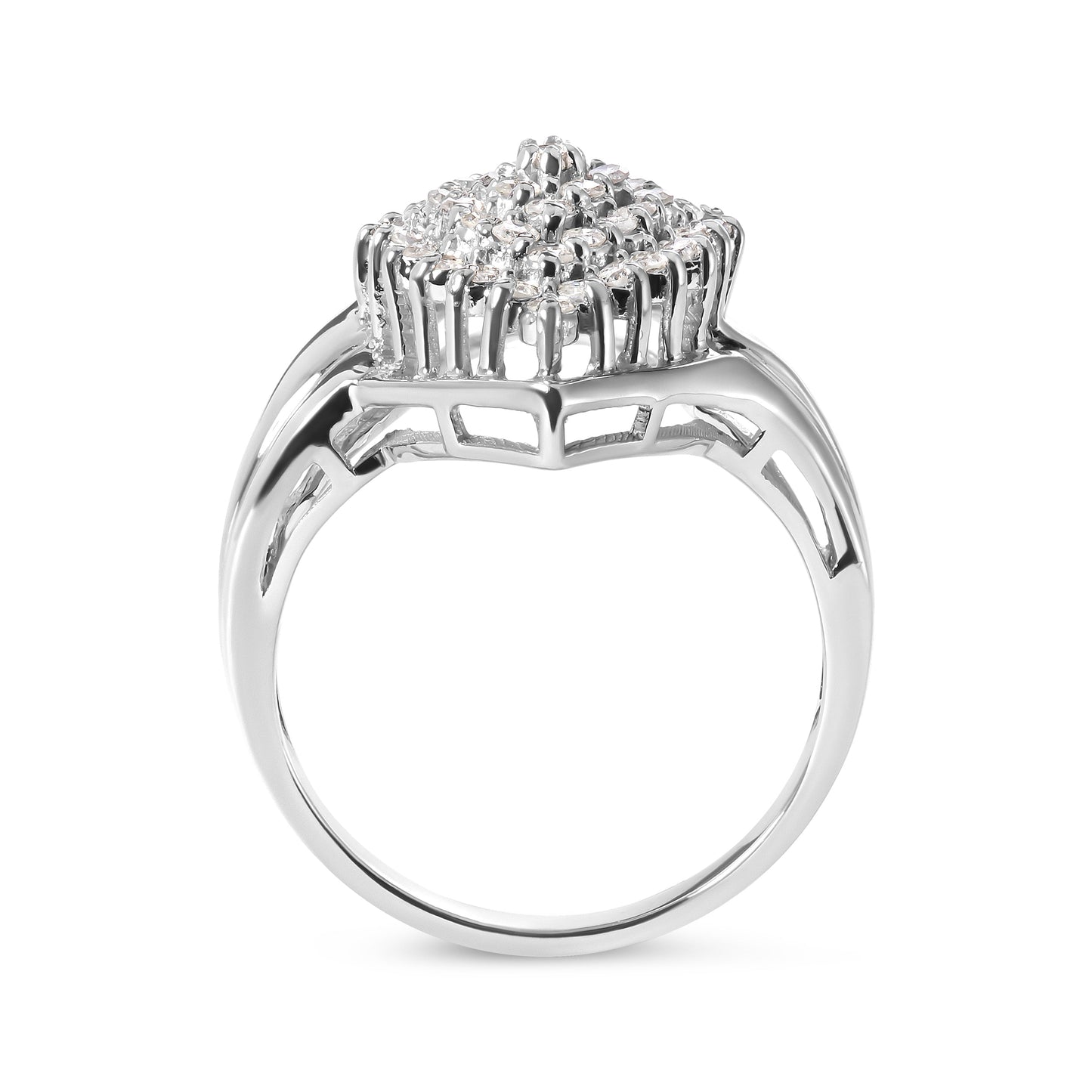 10K White Gold 1/2 Cttw Diamond Pear Shaped Cluster Ring (H-I Color, I1-I2 Clarity) - Ring Size 7 Bids.com