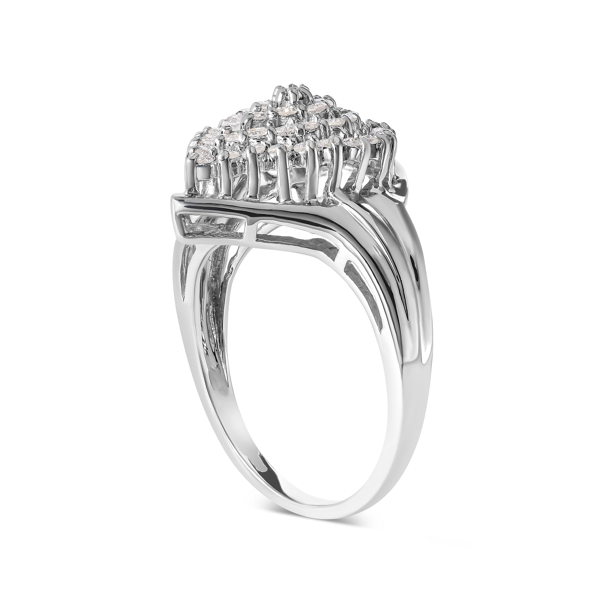 10K White Gold 1/2 Cttw Diamond Pear Shaped Cluster Ring (H-I Color, I1-I2 Clarity) - Ring Size 7 Bids.com