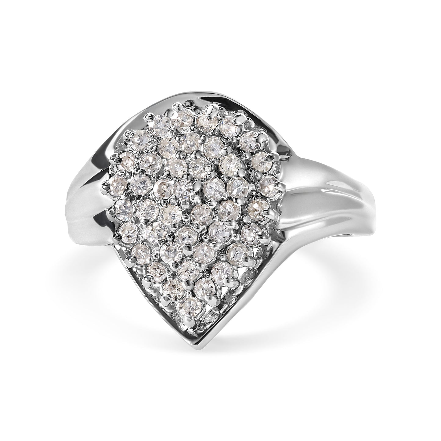 10K White Gold 1/2 Cttw Diamond Pear Shaped Cluster Ring (H-I Color, I1-I2 Clarity) - Ring Size 7 Bids.com