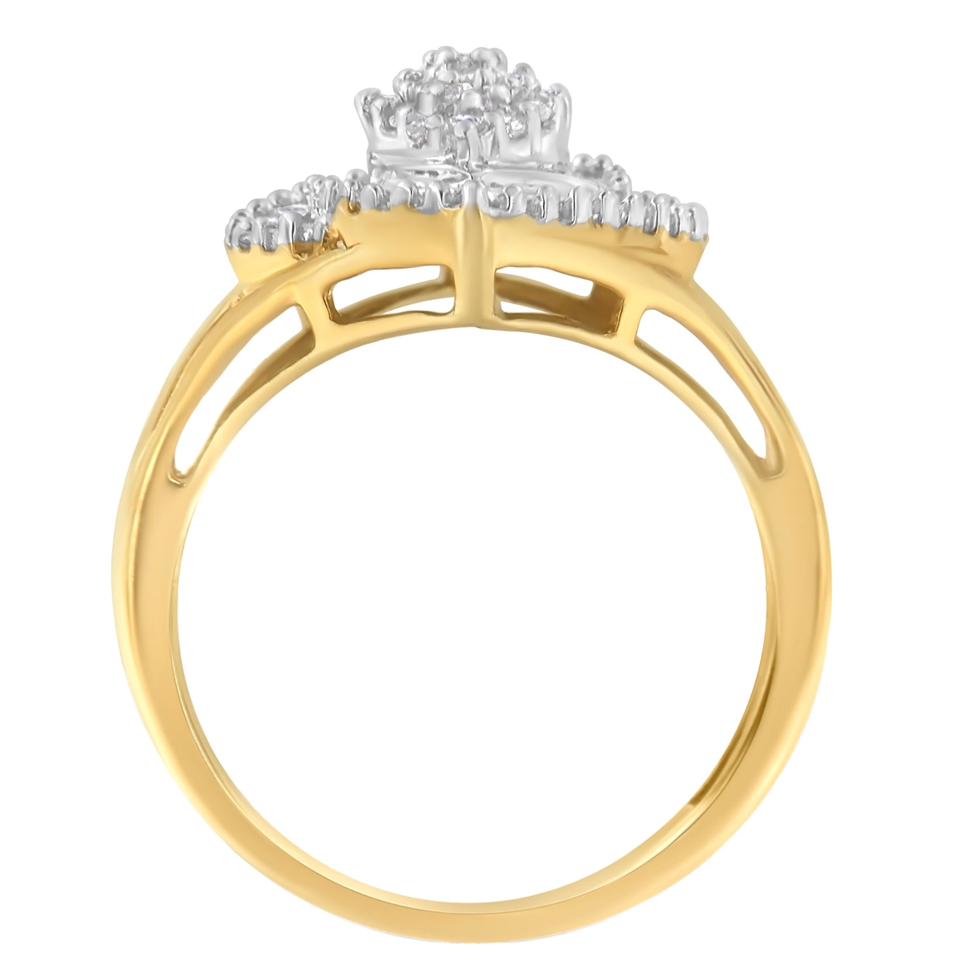 10K Yellow Gold Diamond Cocktail Ring (1/2 Cttw, J-K Color, I2-I3 Clarity) - Size 6-1/2 Bids.com