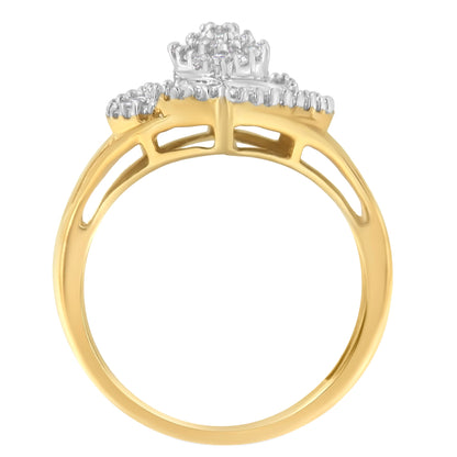 10K Yellow Gold Diamond Cocktail Ring (1/2 Cttw, J-K Color, I2-I3 Clarity) - Size 6-1/2 Bids.com