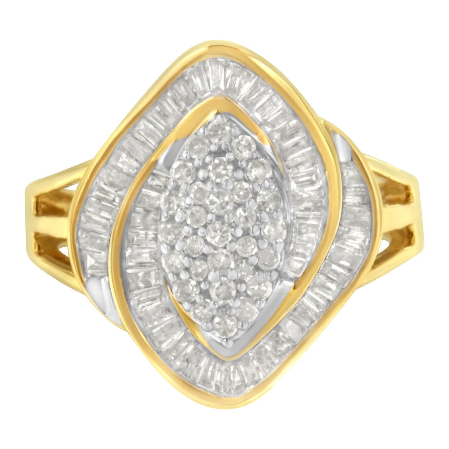 10K Yellow Gold Diamond Cluster Ring (3/4 Cttw, J-K Color, I2-I3 Clarity) - Size 6 Bids.com