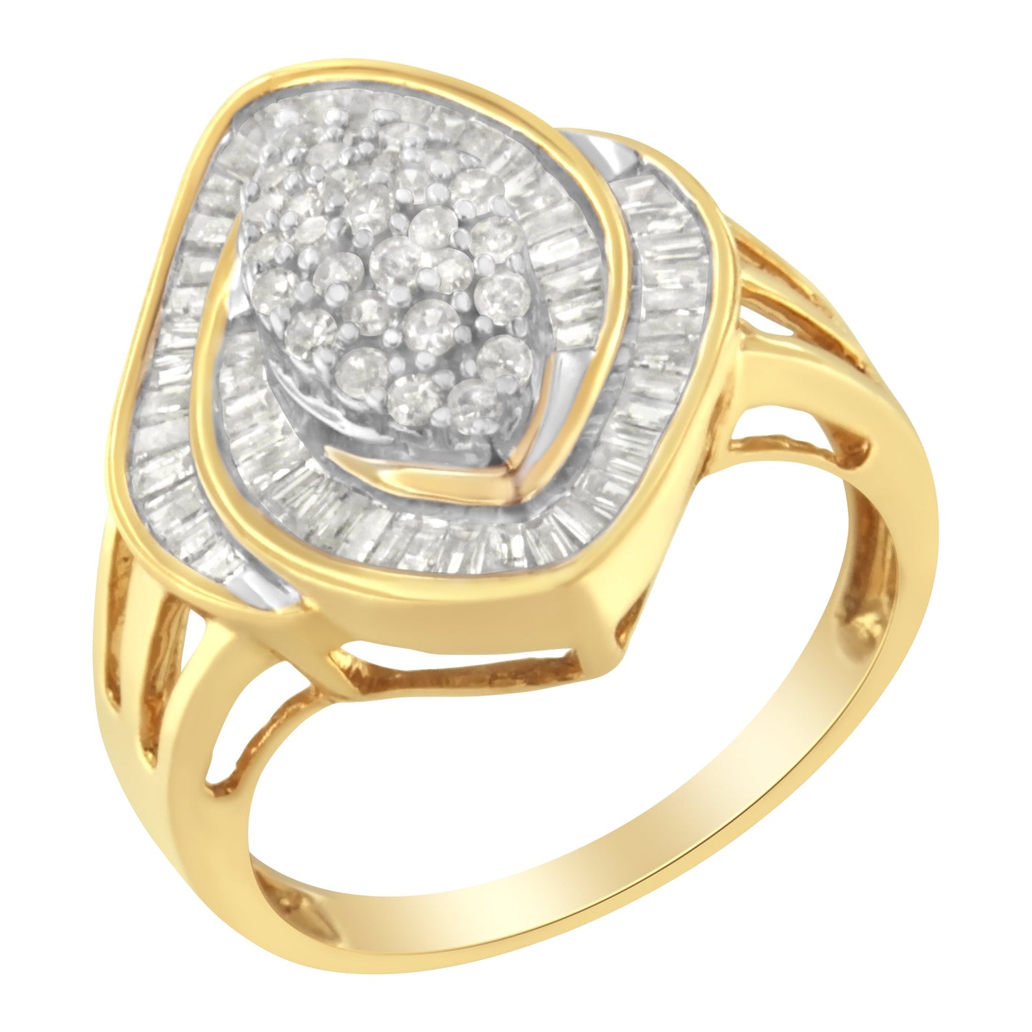 10K Yellow Gold Diamond Cluster Ring (3/4 Cttw, J-K Color, I2-I3 Clarity) - Size 6 Bids.com