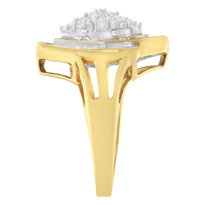 10K Yellow Gold Diamond Cluster Ring (3/4 Cttw, J-K Color, I2-I3 Clarity) - Size 6 Bids.com