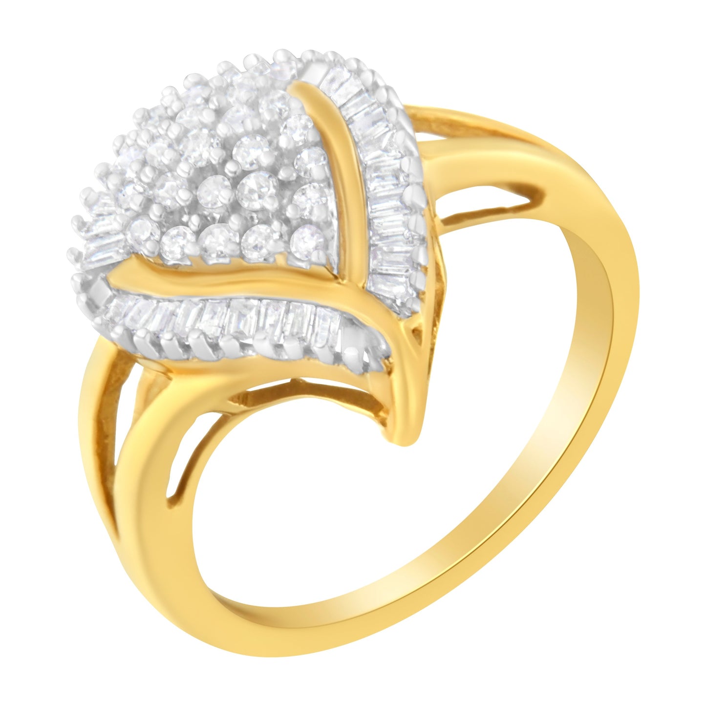 10K Yellow Gold Diamond Cluster Ring (1/2 Cttw, I-J Color, I1-I2 Clarity) - Size 8 Bids.com