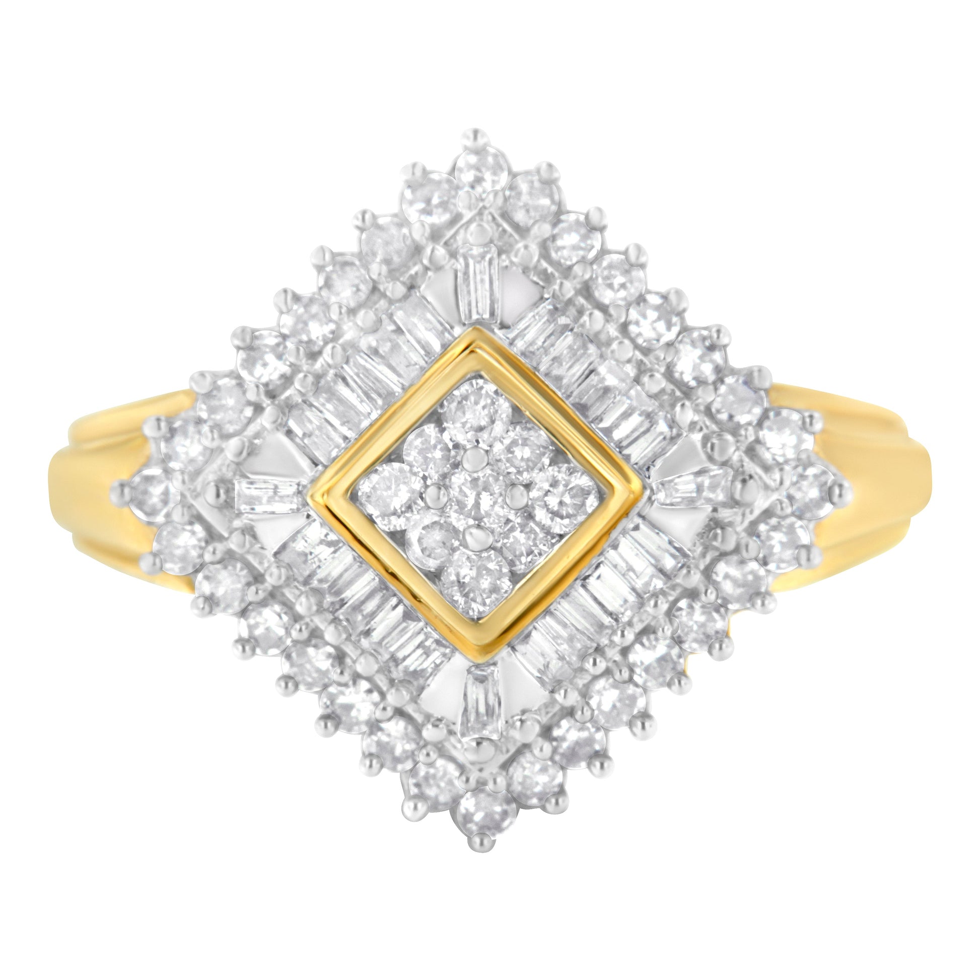 10K Yellow Gold Diamond Ballerina Ring (1 Cttw, I-J Color, I1-I2 Clarity) - Size 7 Bids.com